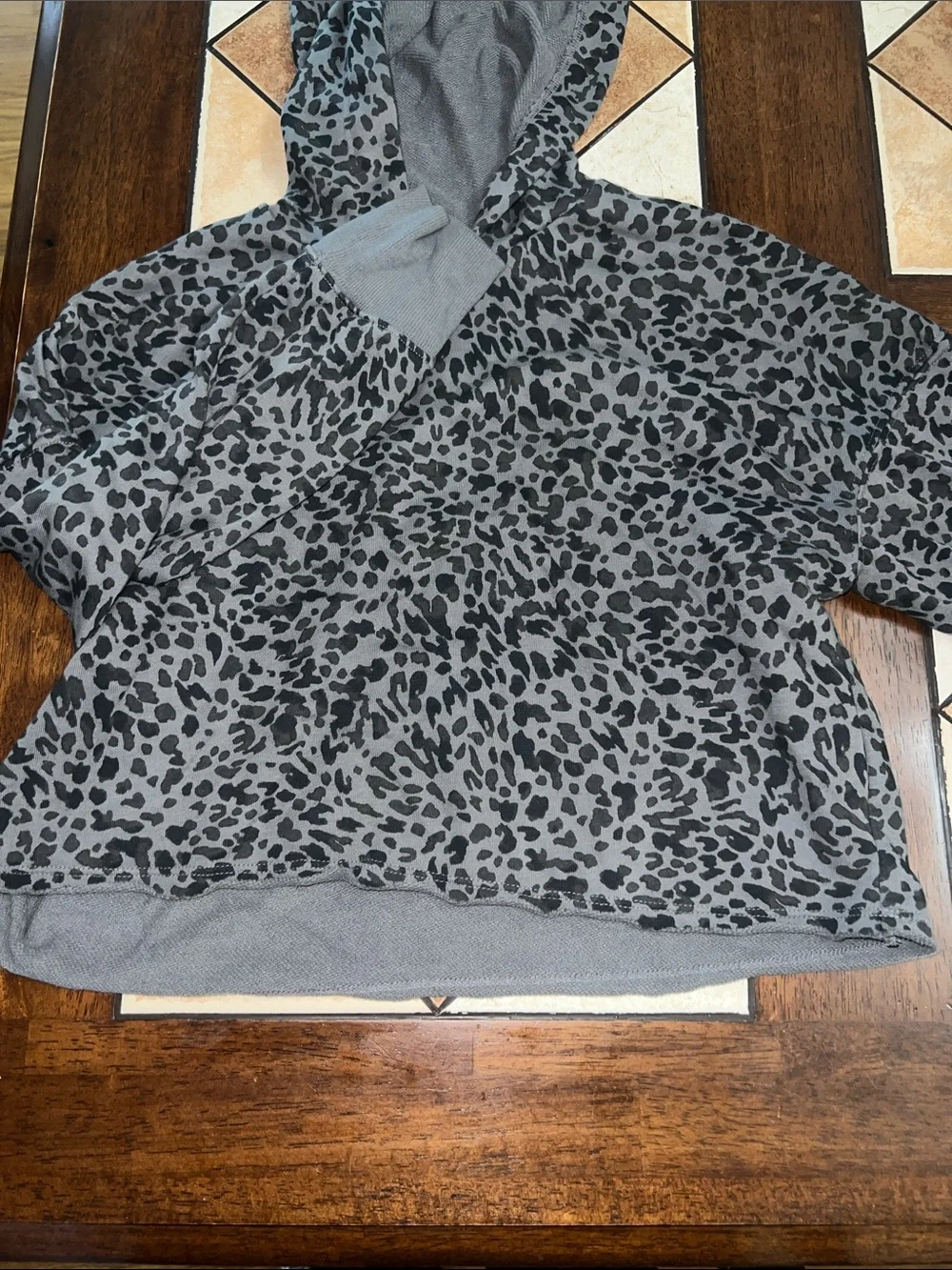 Old Navy Gray and Black Leopard Print Hoodie